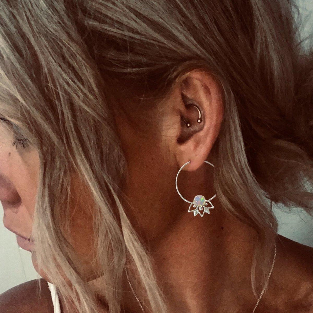 Laihas Inflorescence Genuine Opal Hoop Earrings