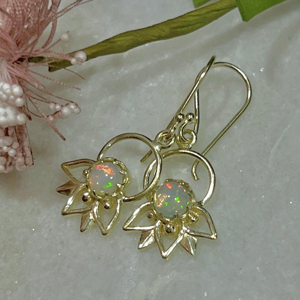 Laihas Inflorescence Gold Genuine Opal Earrings