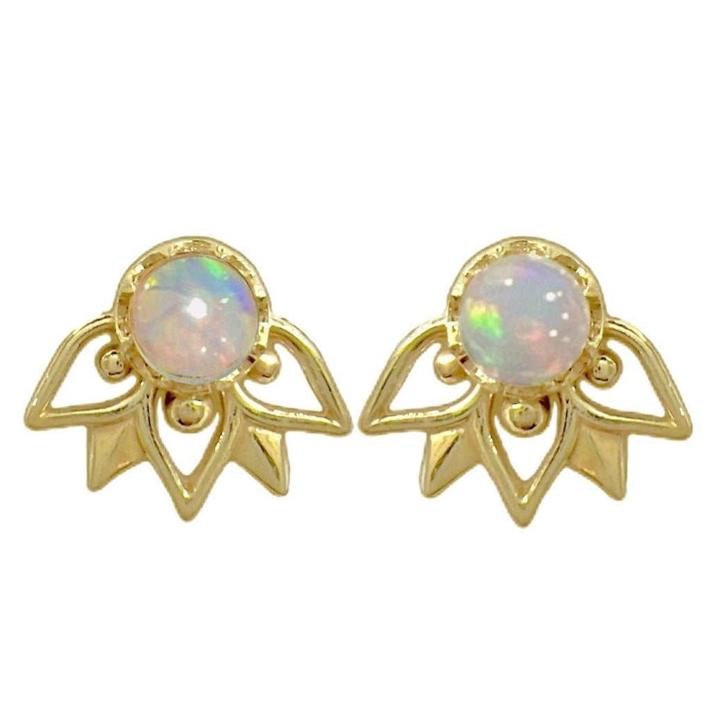 Laihas Inflorescence Gold Genuine Opal Stud Earrings