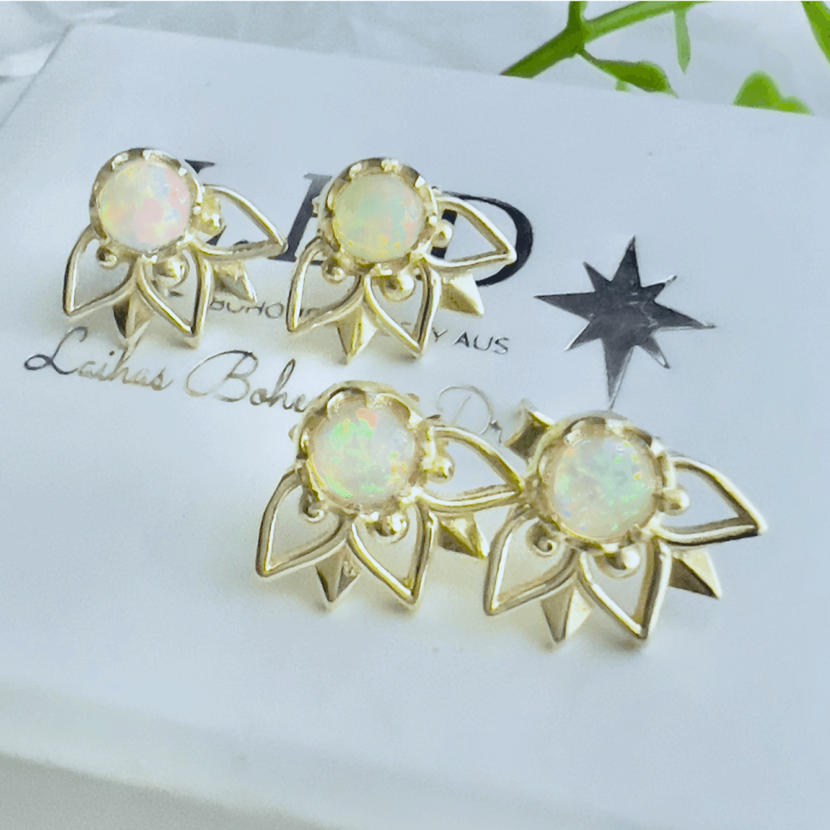 Genuine opal stud earrings deals