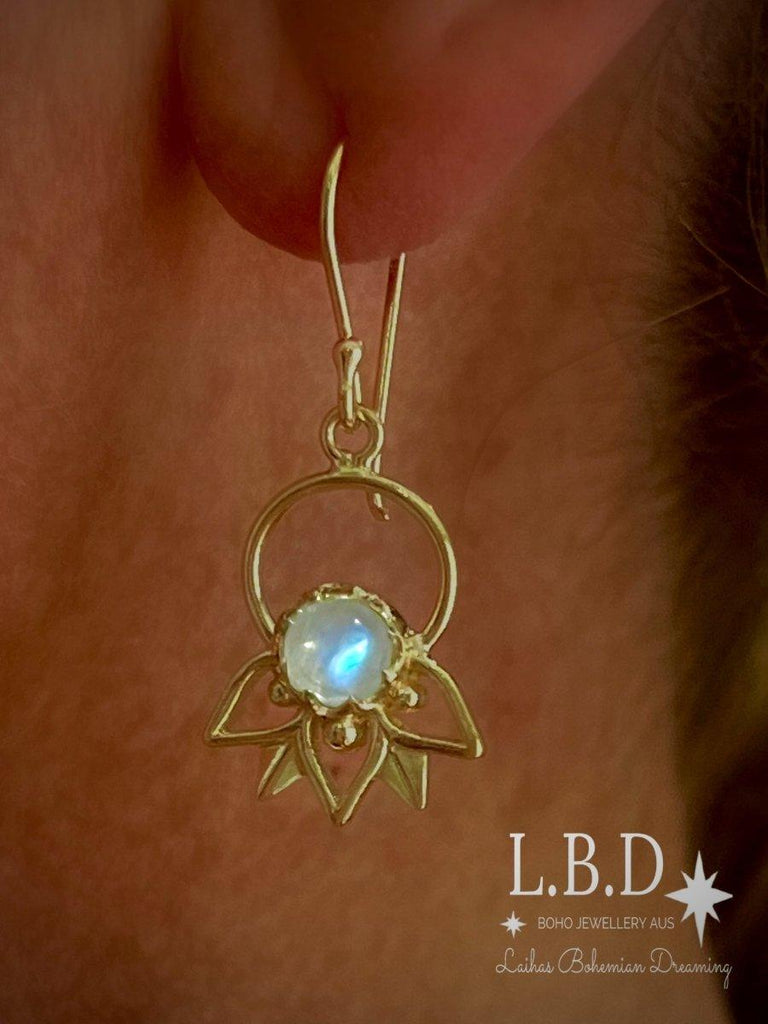 Laihas Inflorescence Gold Moonstone Earrings