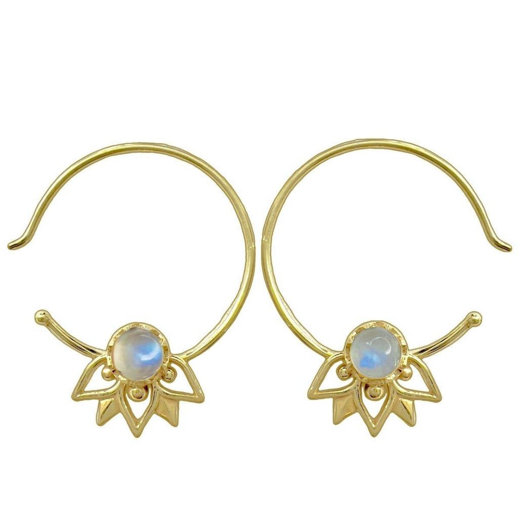 Laihas Inflorescence Gold Moonstone Hoop Earrings