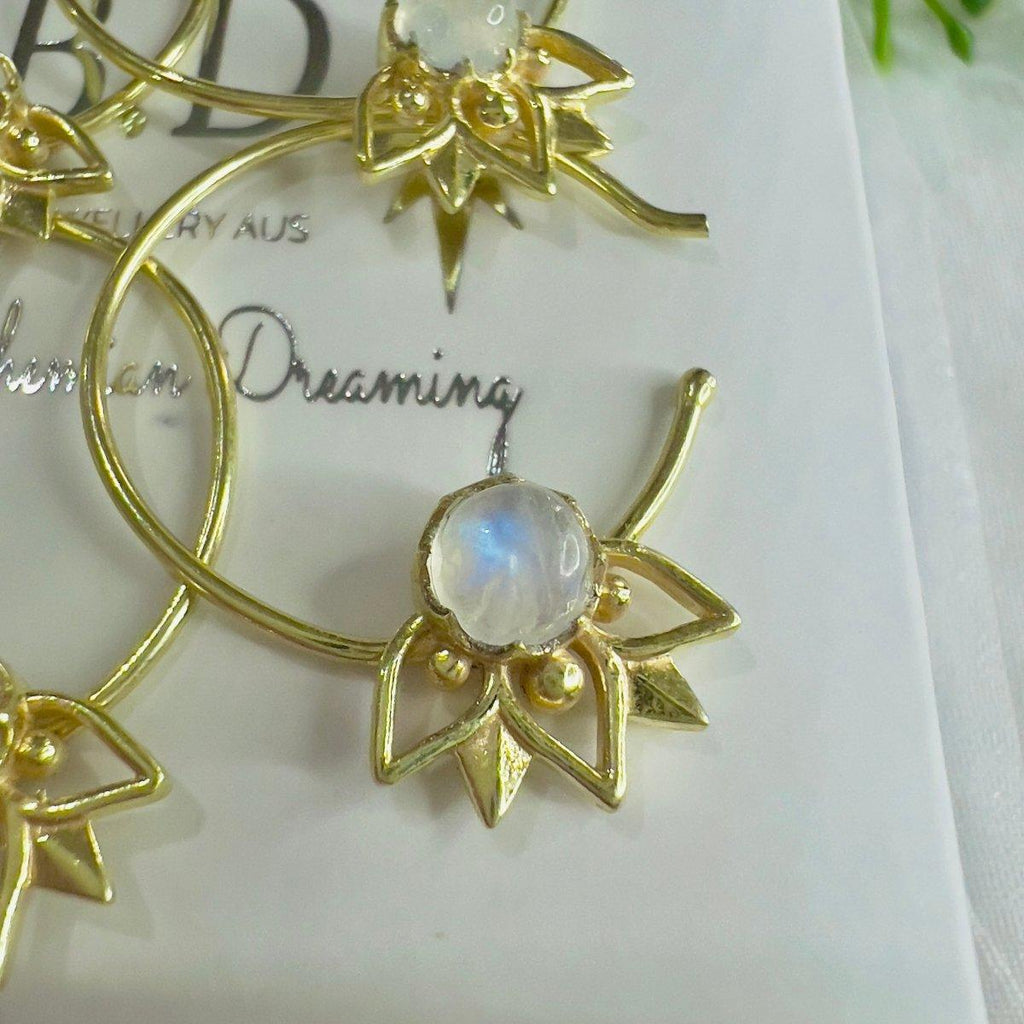 Laihas Inflorescence Gold Moonstone Hoop Earrings