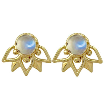 Laihas Inflorescence Gold Moonstone Stud Earrings