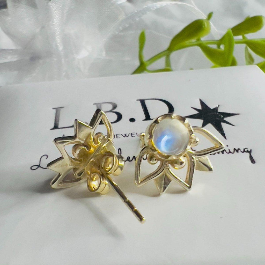 Laihas Inflorescence Gold Moonstone Stud Earrings