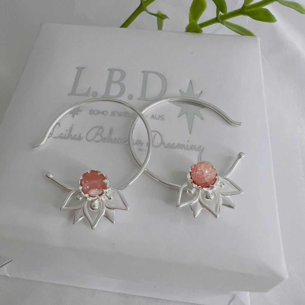 Laihas Inflorescence Rhodochrosite Hoop Earrings