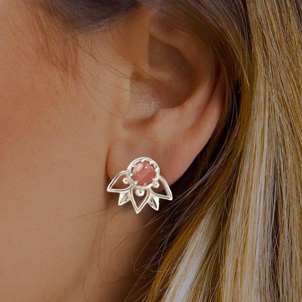 Laihas Inflorescence Rhodochrosite Stud Earrings