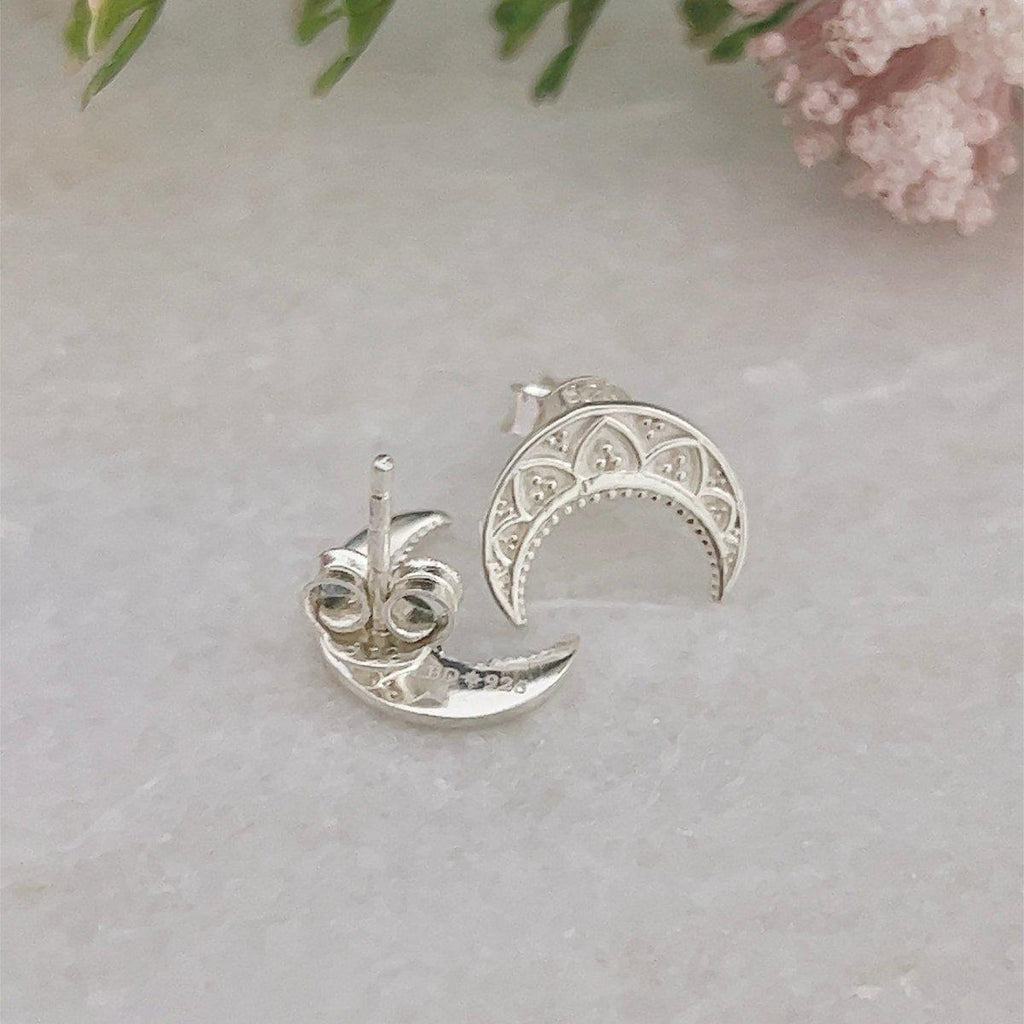 Laihas La Luna Crescent Moon Sterling Silver Stud Earrings