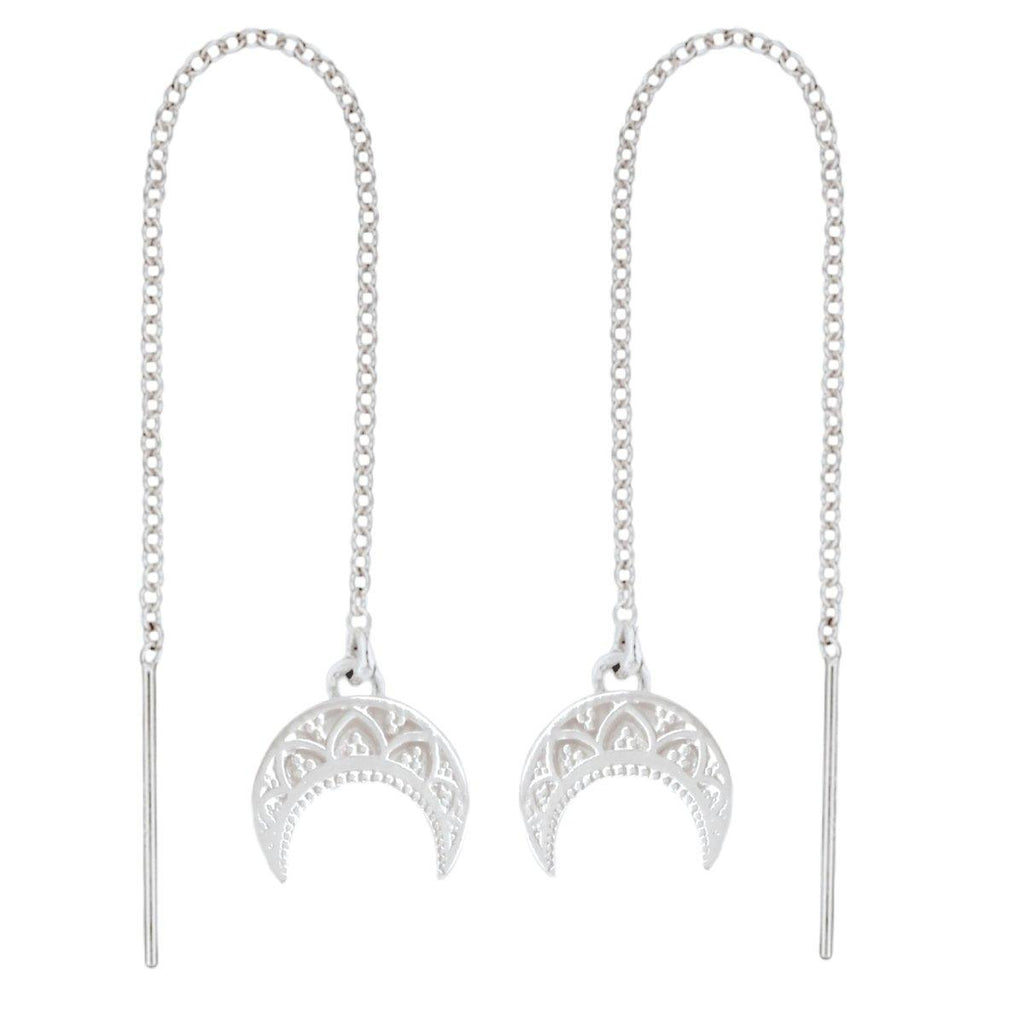 Laihas La Luna Crescent Moon Sterling Silver Threader Earrings