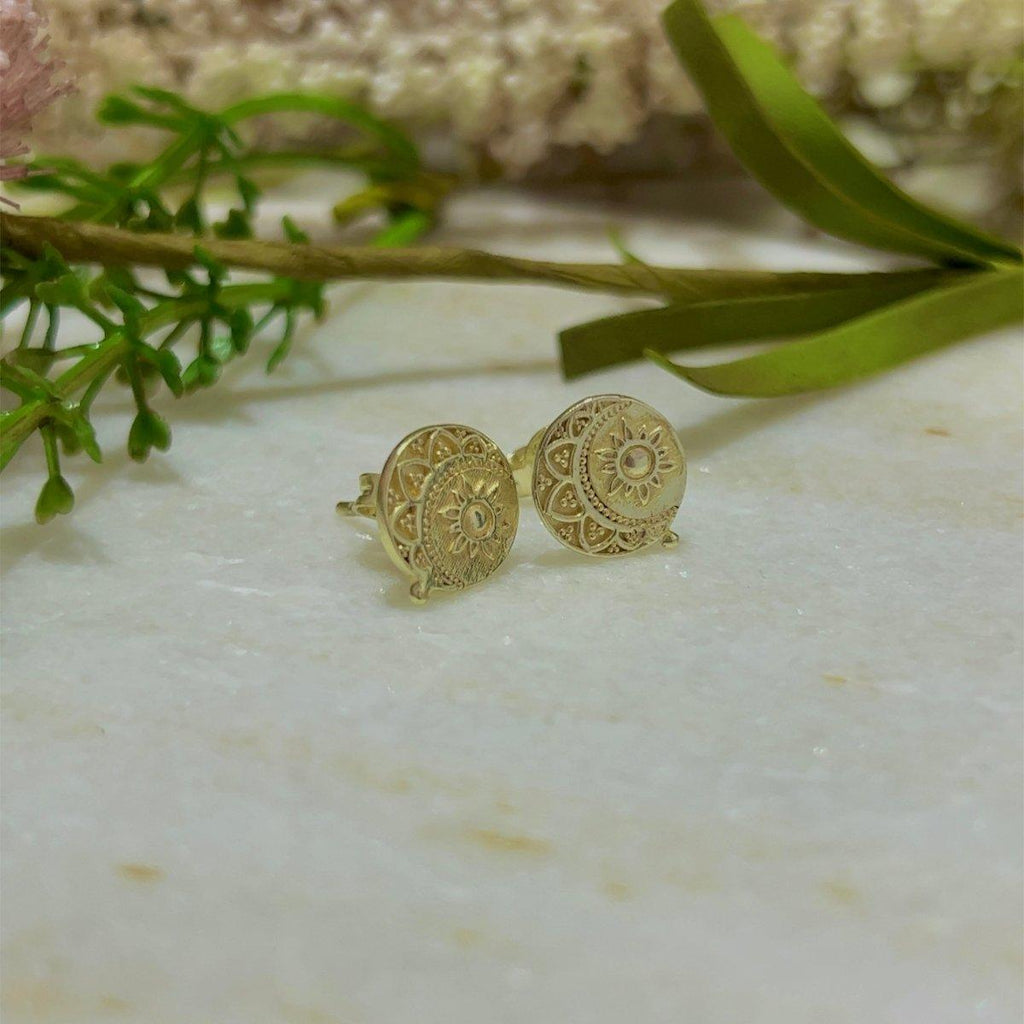 Laihas La Luna Gold Boho Stud Earrings