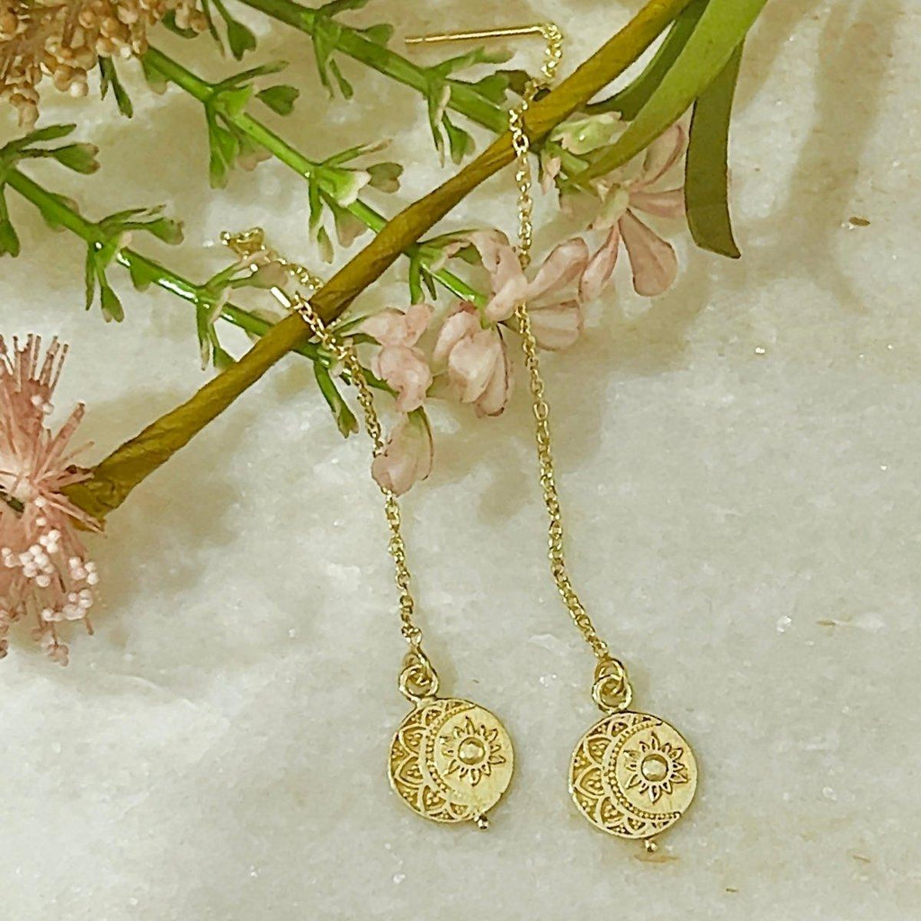Laihas La Luna Gold Boho Threader Earrings