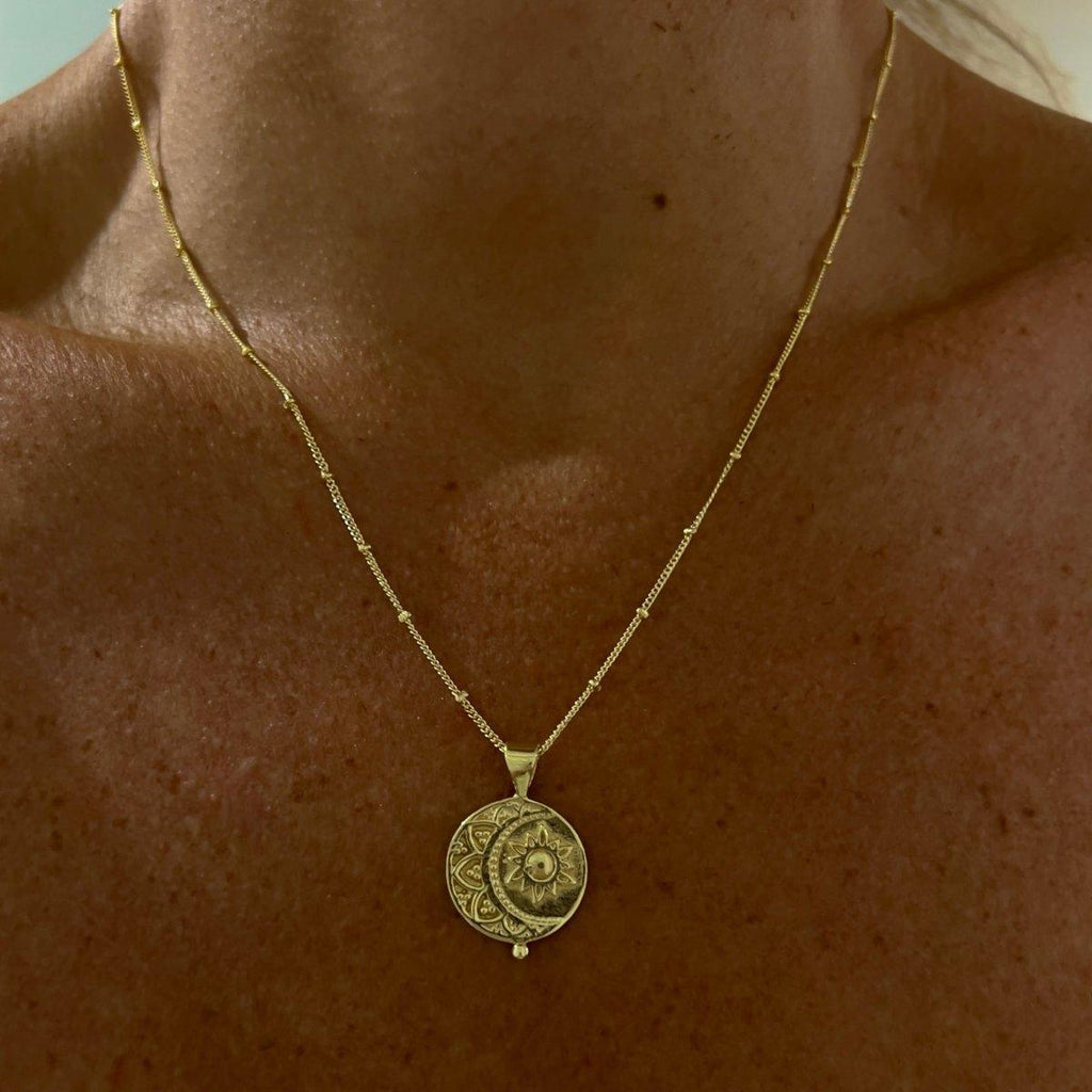 Laihas La Luna Sun and Moon Gold Boho Necklace