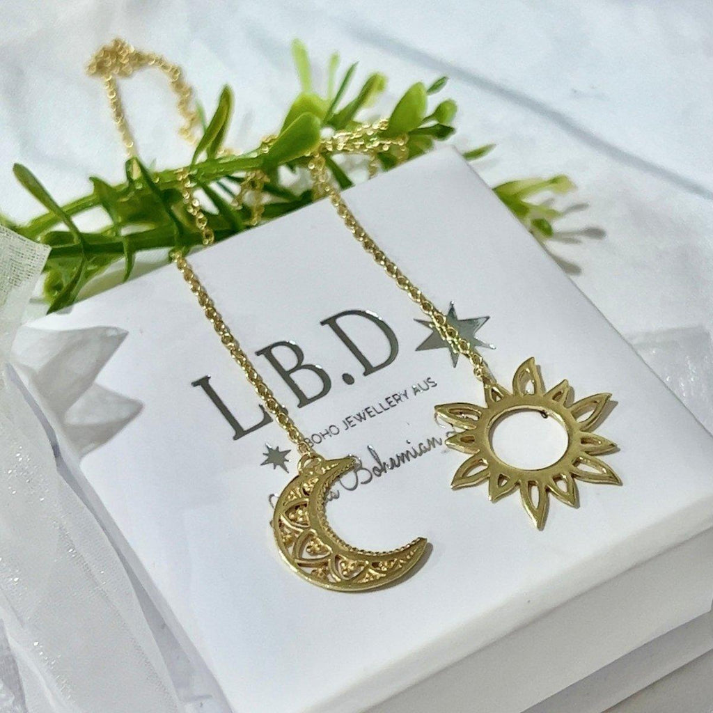 Laihas La Luna Sun & Moon Gold Boho Necklace