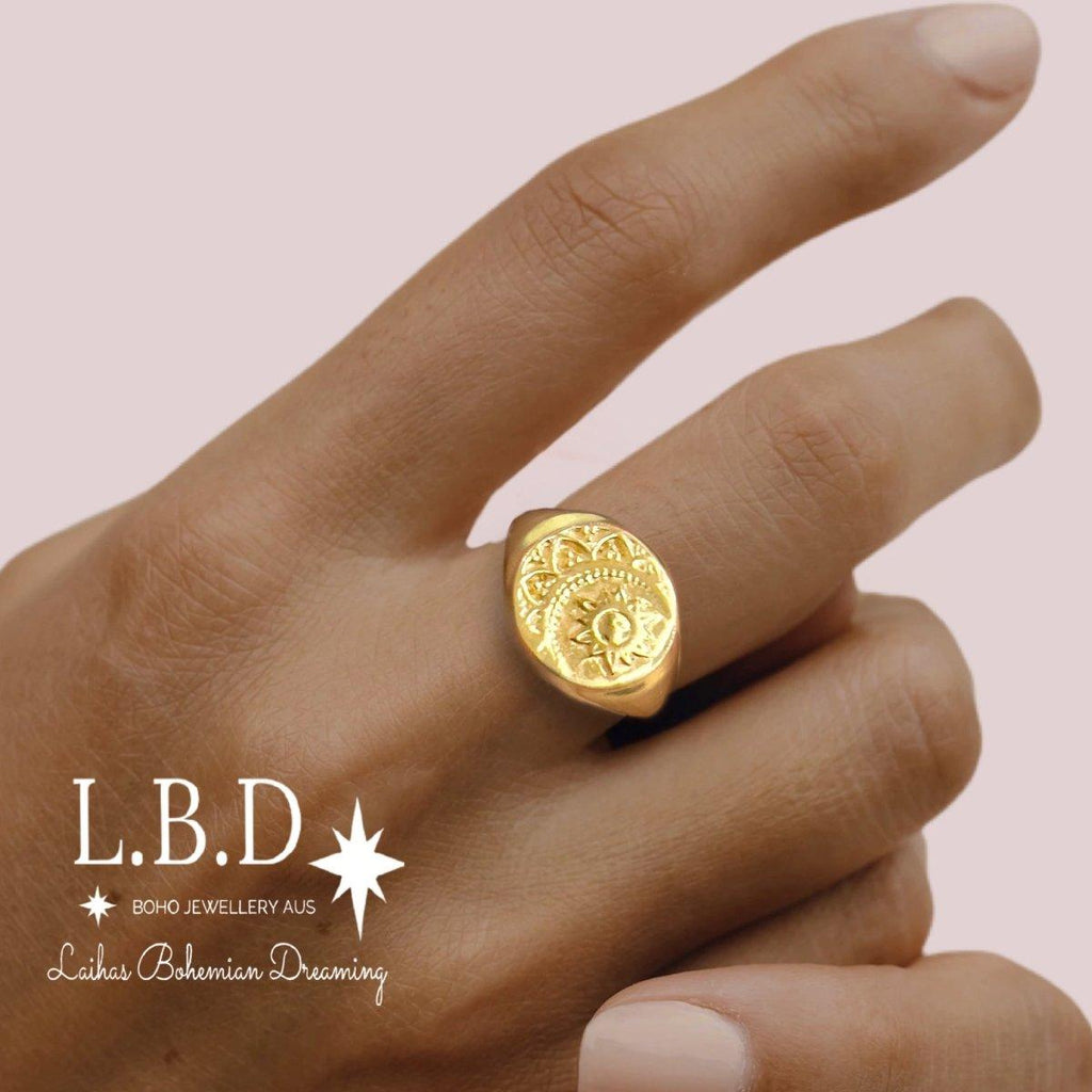 Laihas La Luna Sun &Moon Gold Signet Ring