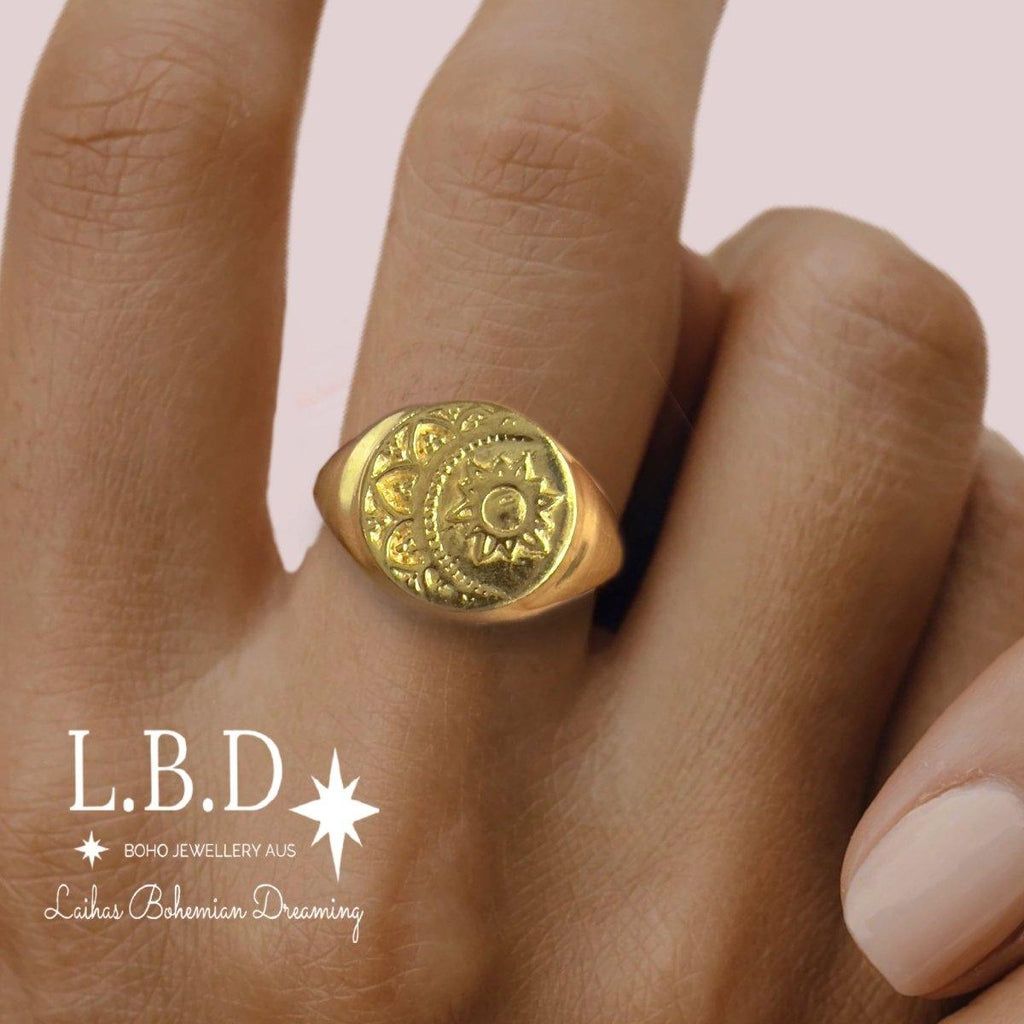 Laihas La Luna Sun &Moon Gold Signet Ring