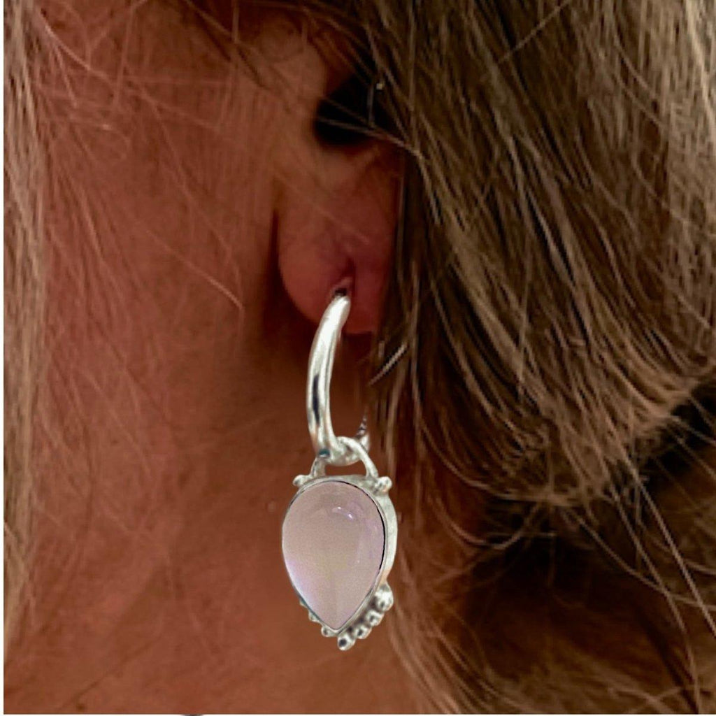 Laihas Large Peaceful Solitude Crystal Rose Quartz Hoop Earrings