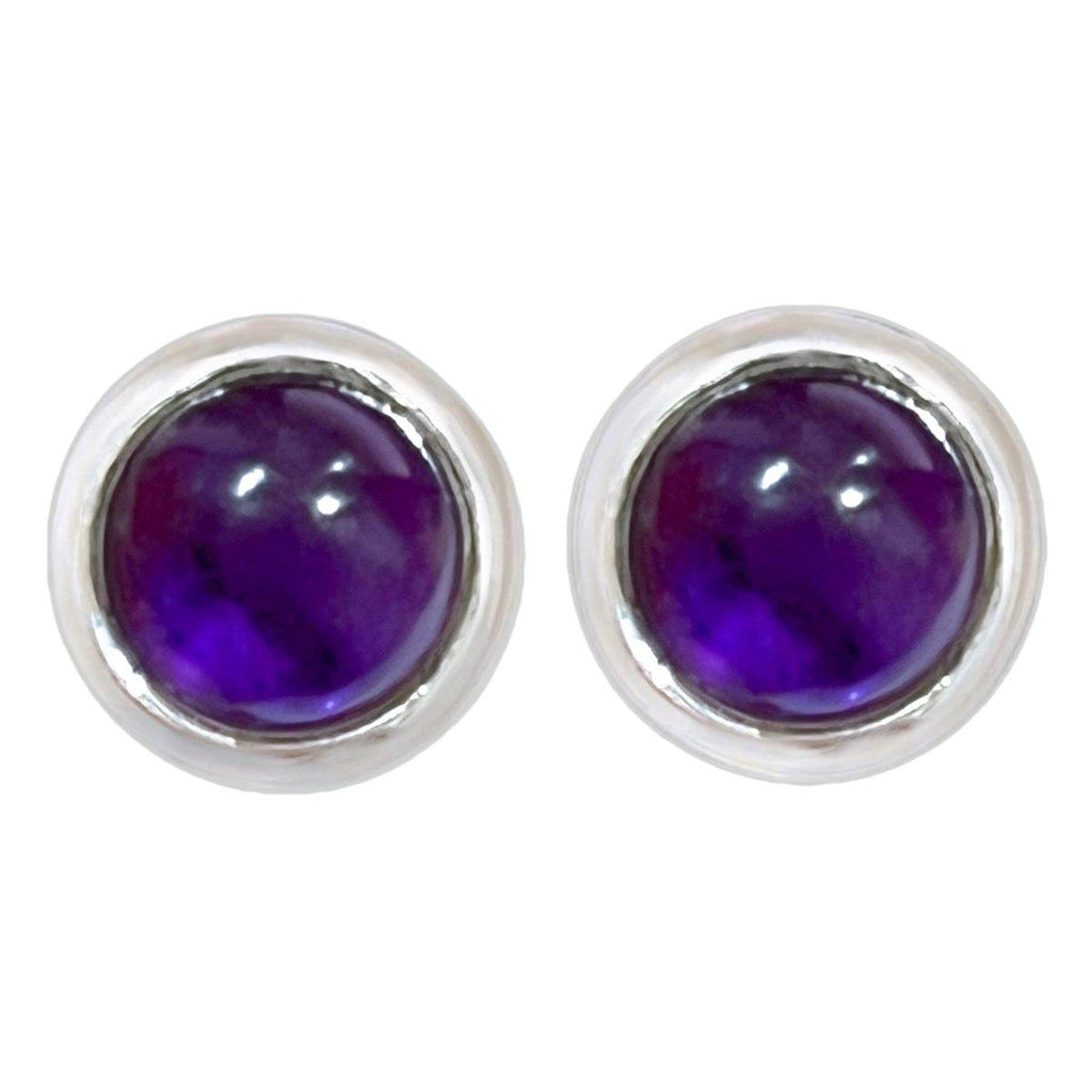 Laihas Large Round Classic Chic Amethyst Stud Earrings