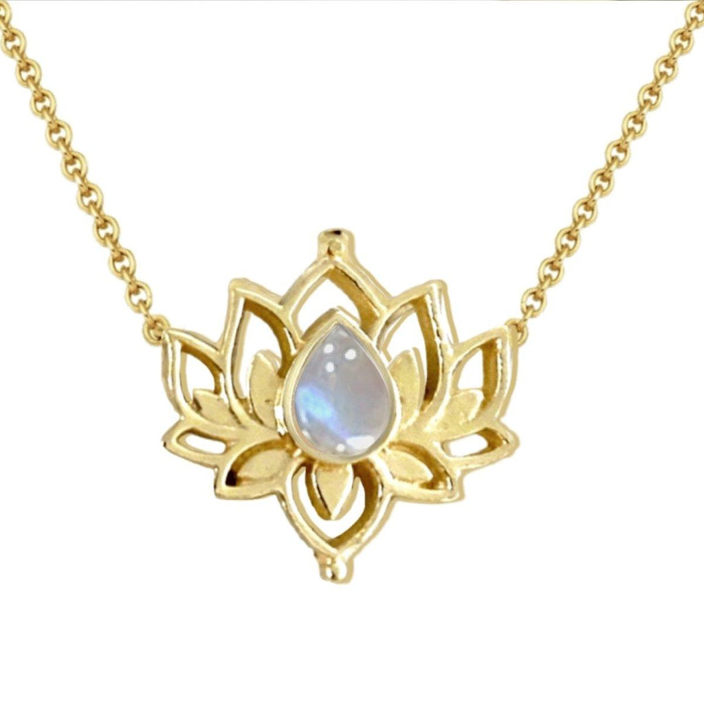 Laihas Lotus Flower Choker Style Moonstone Necklace-Gold