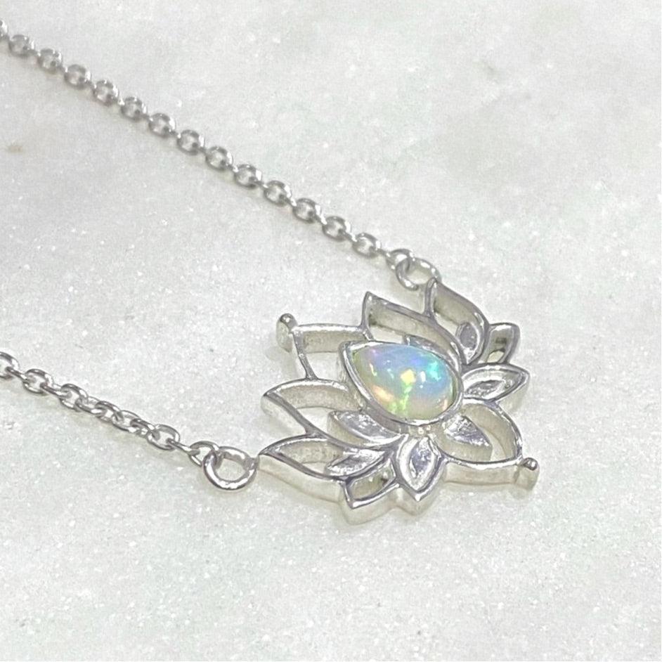 Laihas Lotus Flower Choker Style Opal Necklace