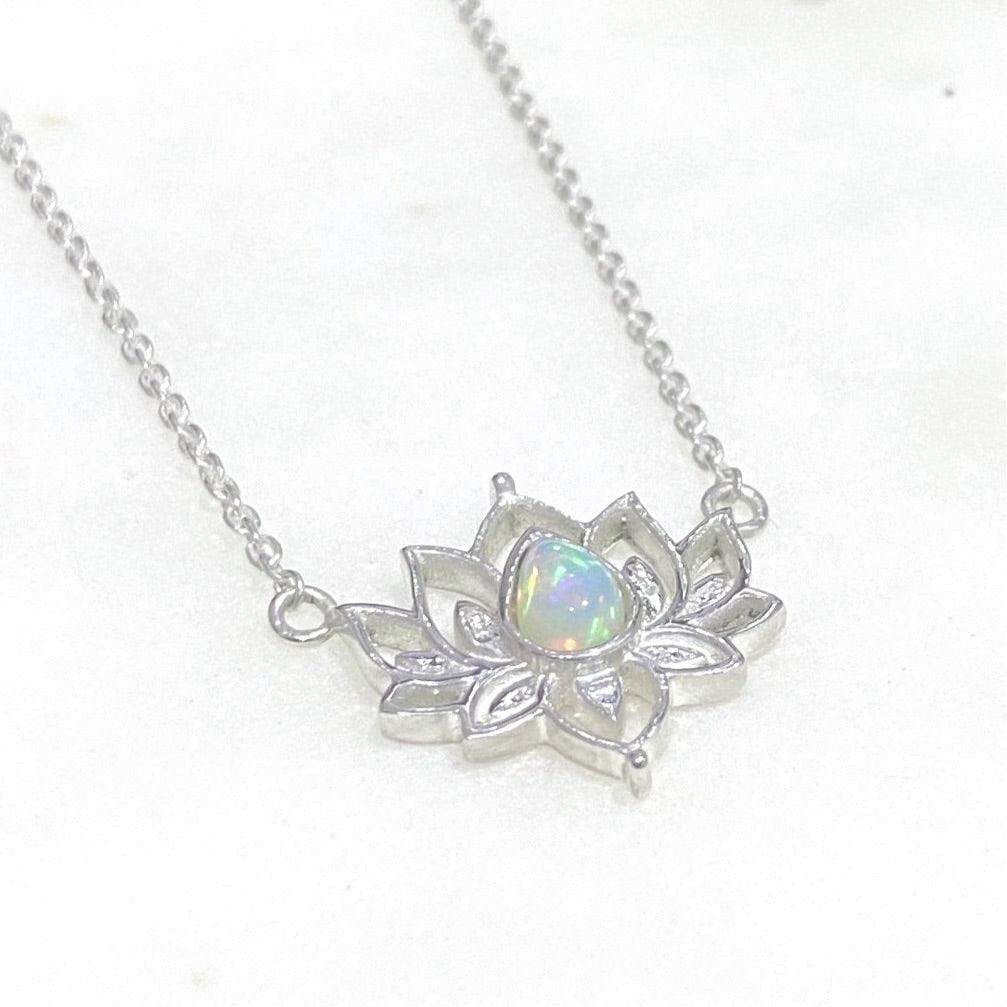 Laihas Lotus Flower Choker Style Opal Necklace