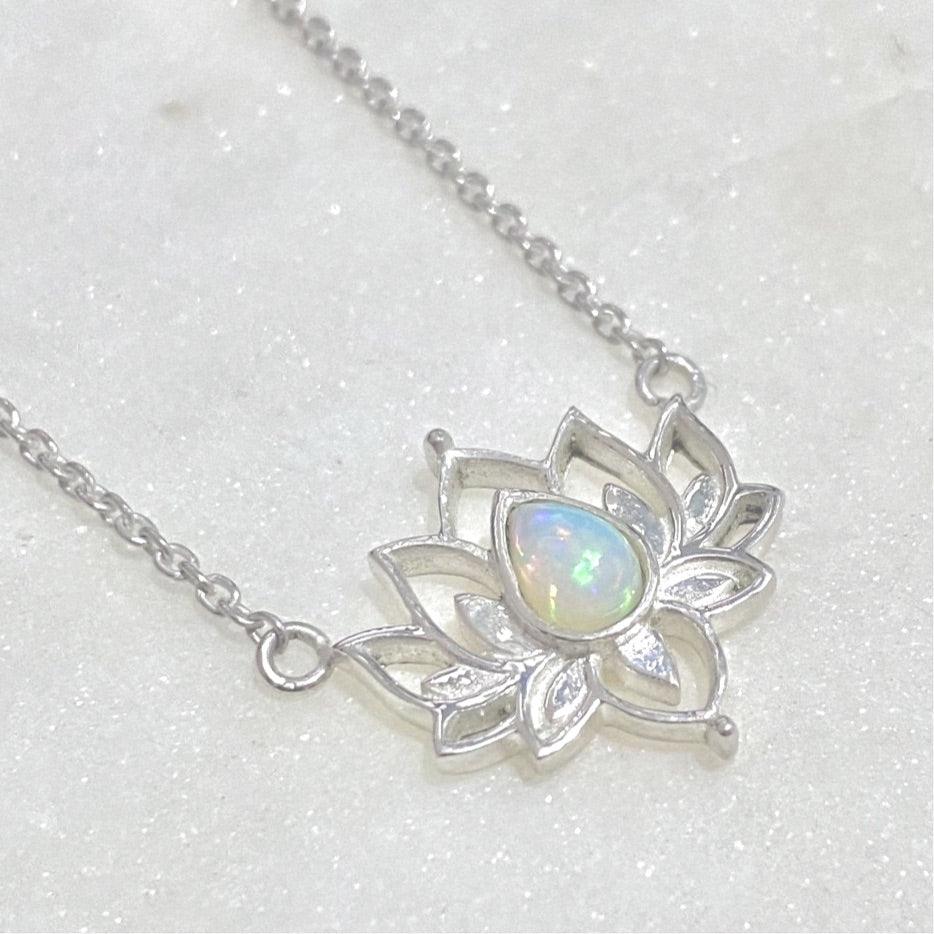 Laihas Lotus Flower Choker Style Opal Necklace