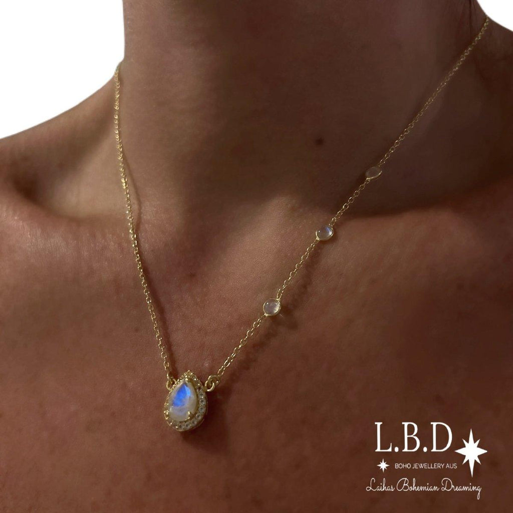 Laihas Luxury Gold Twinkle Topaz and Moonstone Necklace