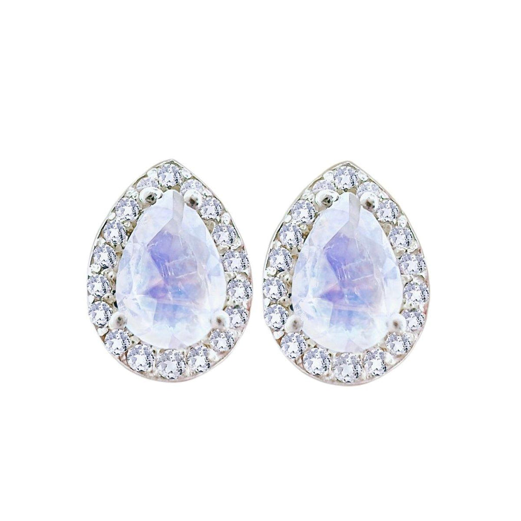 Laihas Luxury Twinkle Topaz and Moonstone Stud Earrings