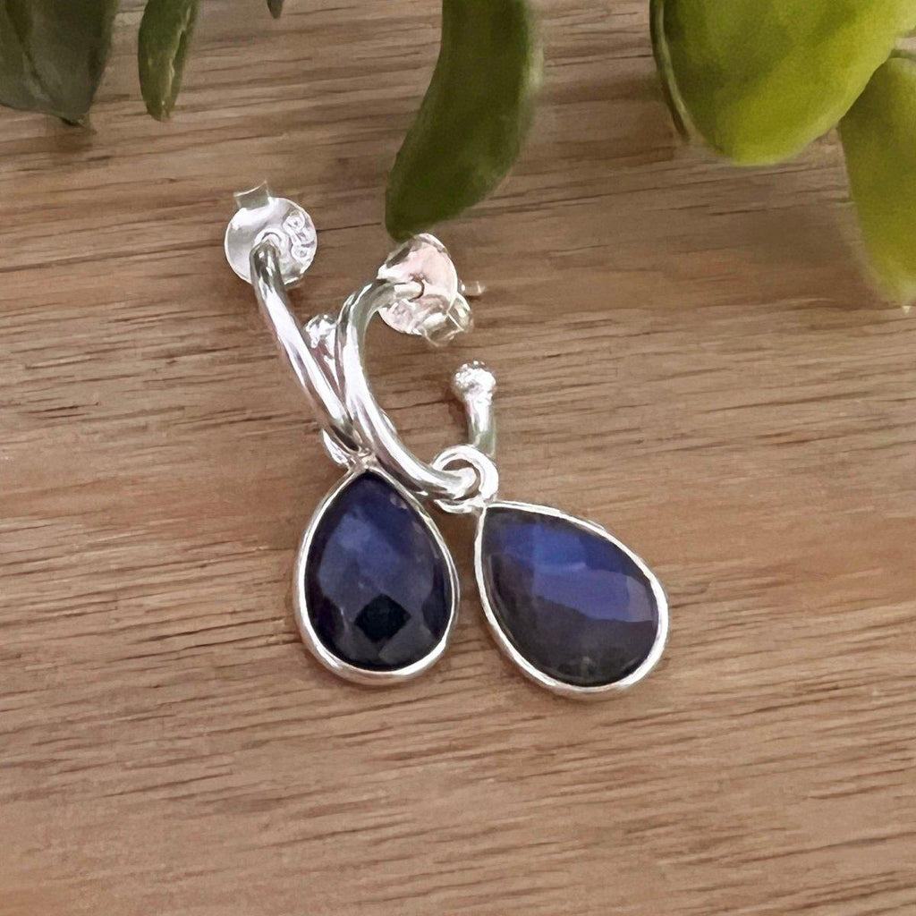 Laihas Mini ‘Bell’ Raindrop Labradorite Hoop Earrings