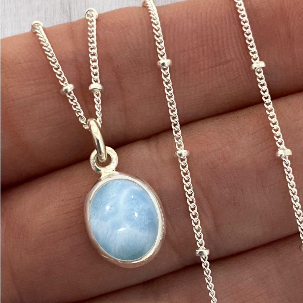 Laihas Mini Chic Oval Larimar Necklace -LBD Australia