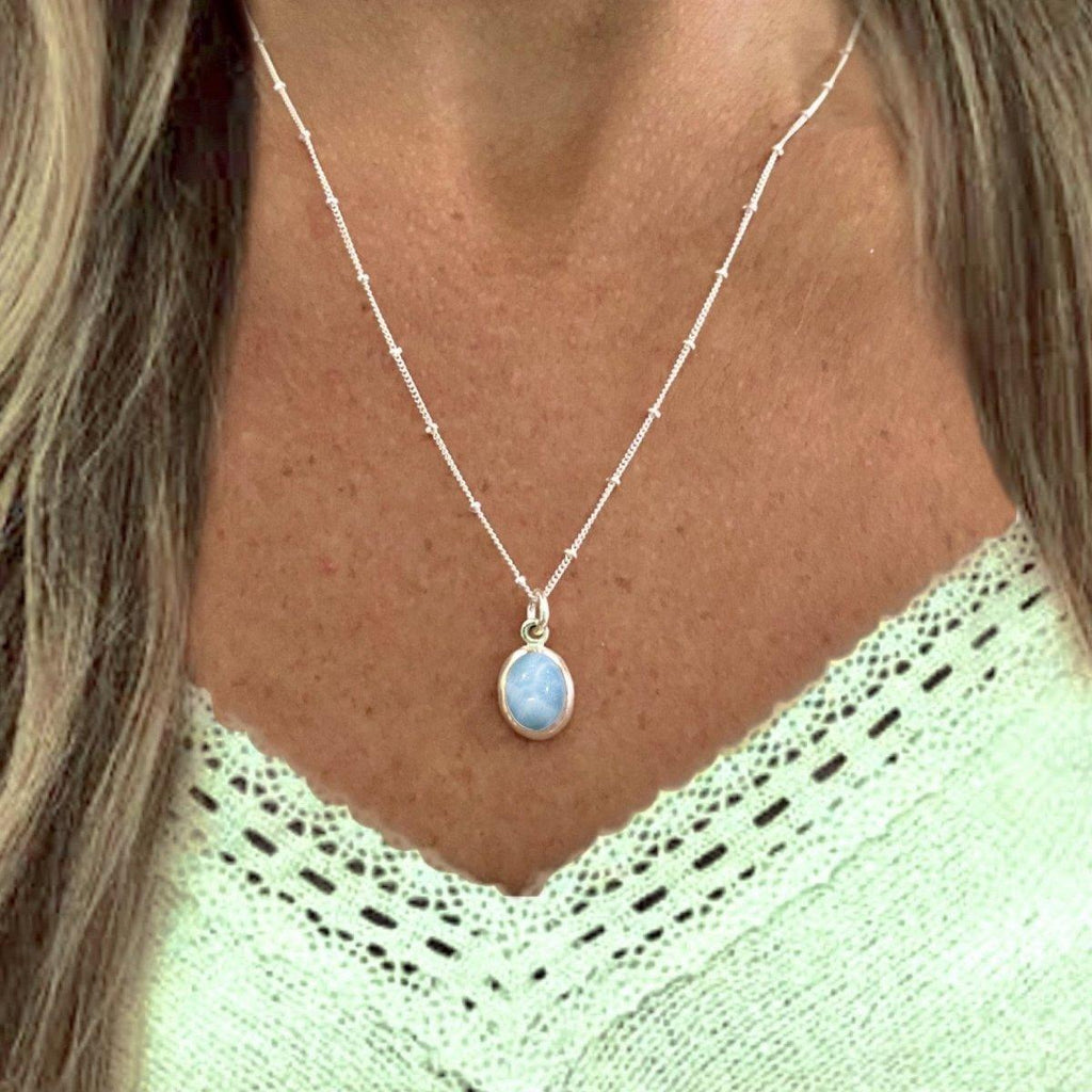 Laihas Mini Chic Oval Larimar Necklace -LBD Australia