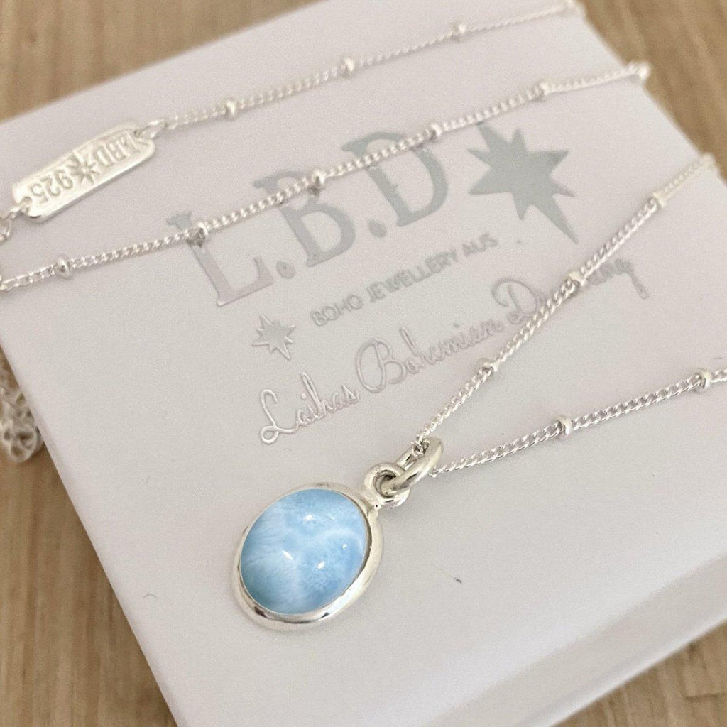 Laihas Mini Chic Oval Larimar Necklace -LBD Australia