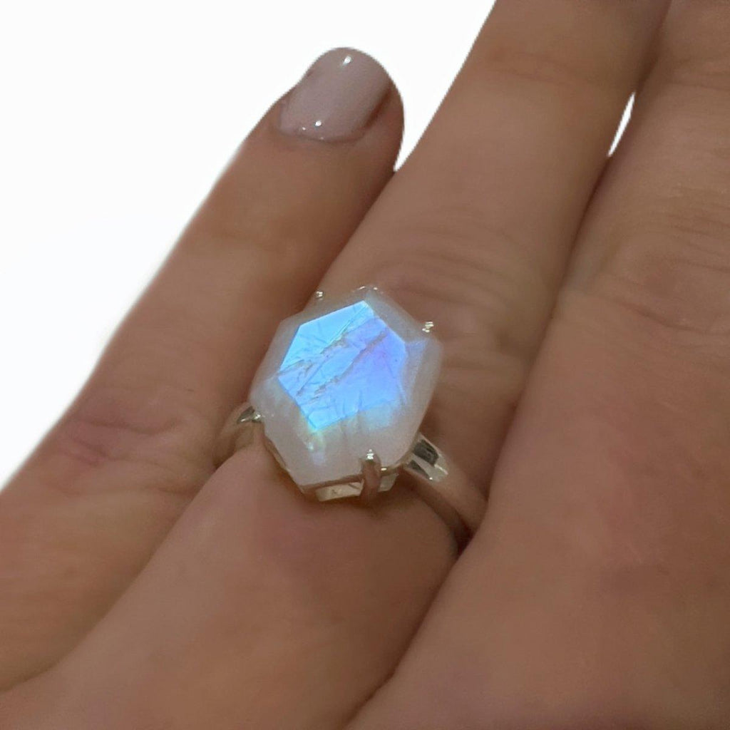 Laihas Miraculous Hexagon Crystal Moonstone Ring