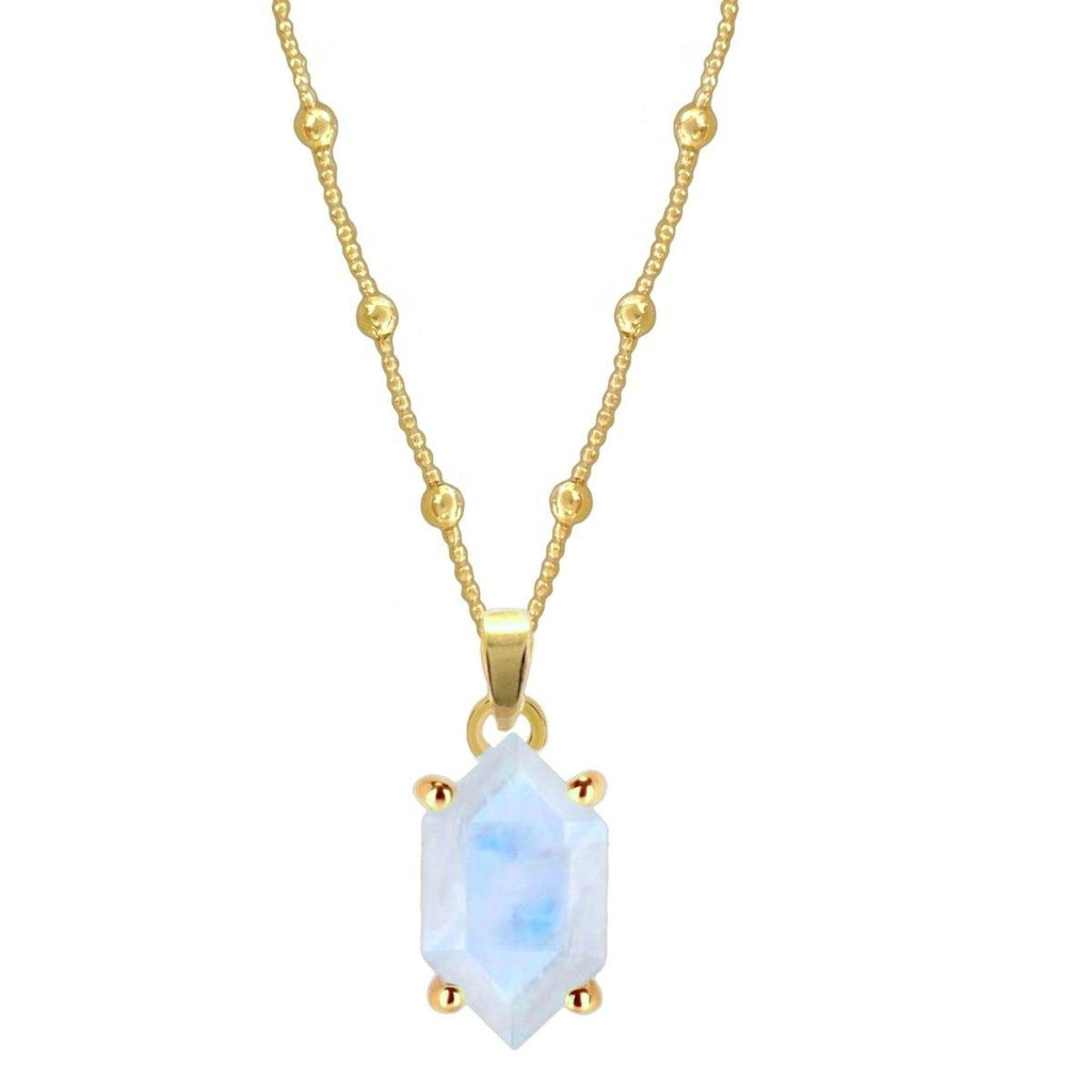 Laihas Miraculous Hexagon Gold Moonstone Necklace