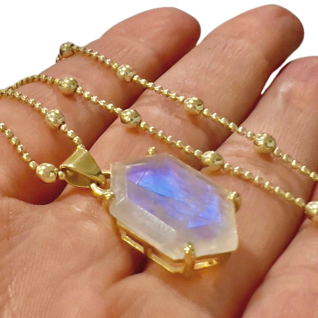 Laihas Miraculous Hexagon Gold Moonstone Necklace