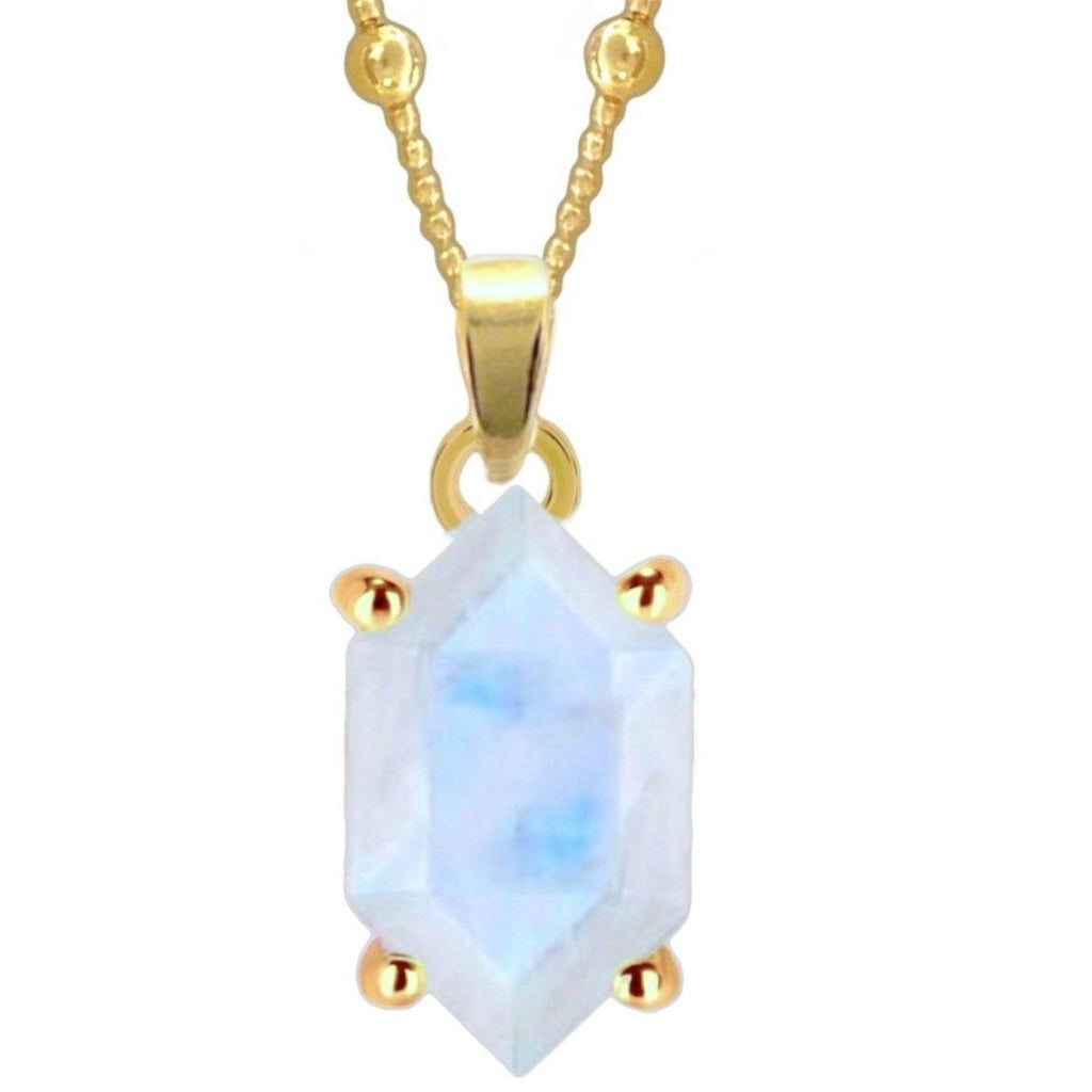 Laihas Miraculous Hexagon Gold Moonstone Necklace