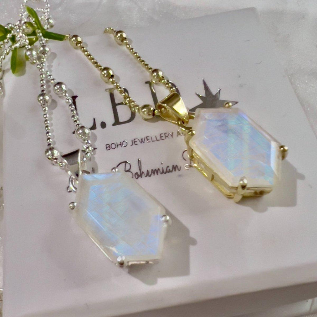 Laihas Miraculous Hexagon Gold Moonstone Necklace