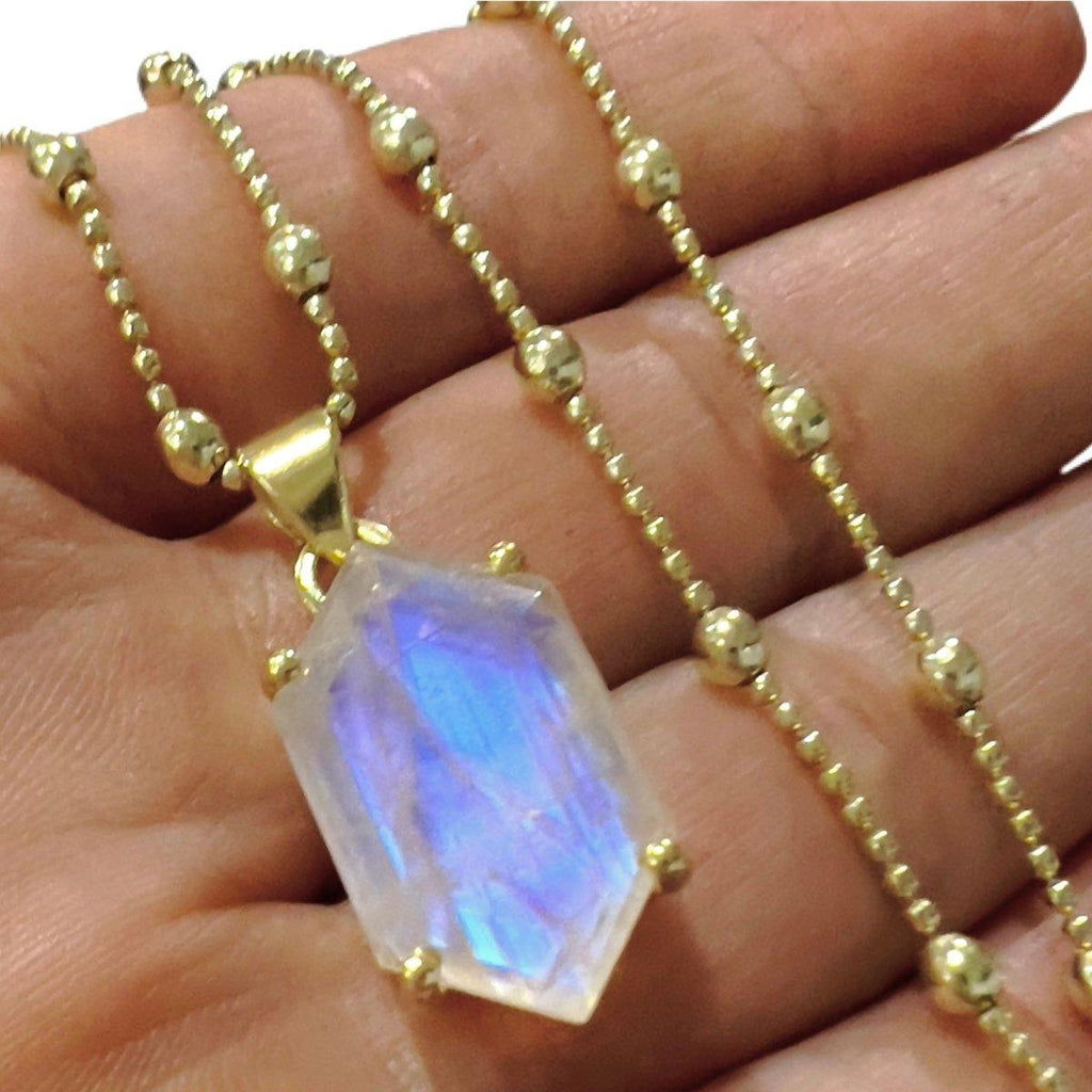 Laihas Miraculous Hexagon Gold Moonstone Necklace