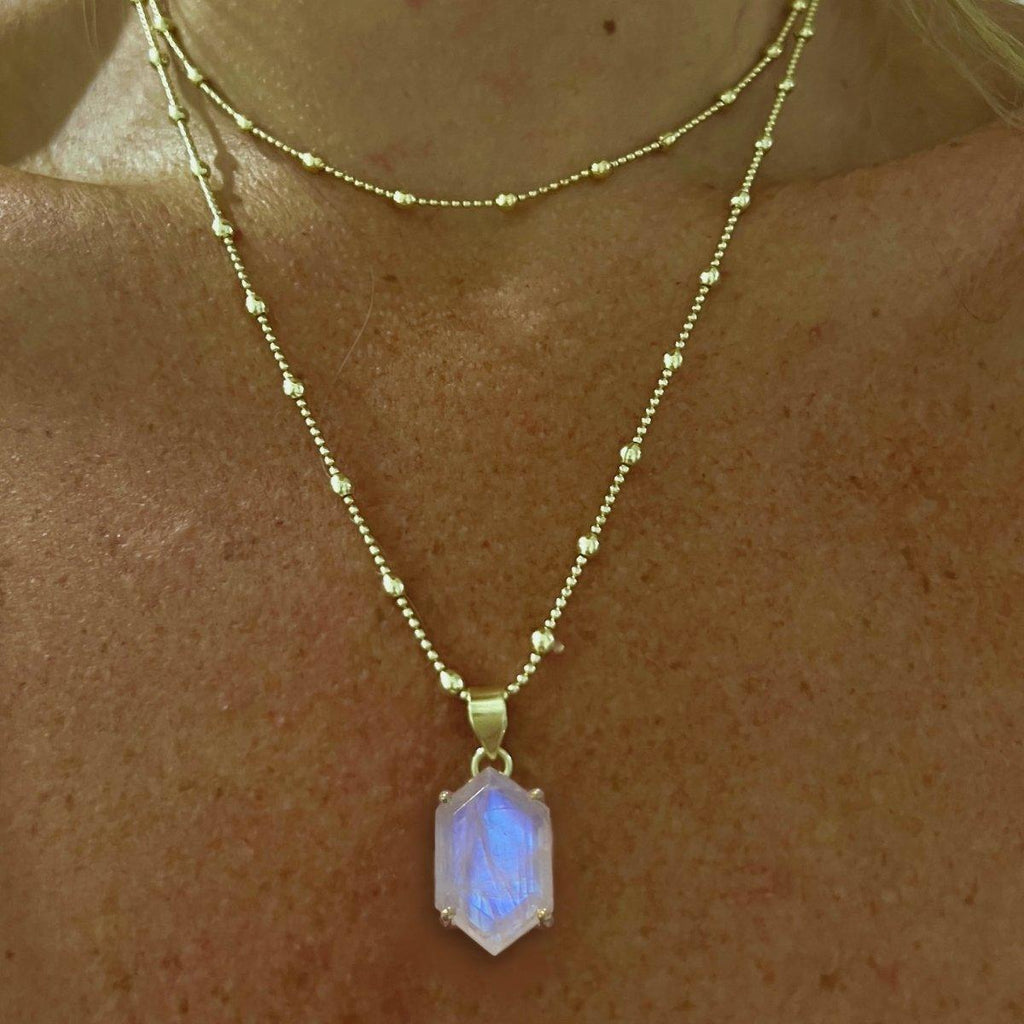 Laihas Miraculous Hexagon Gold Moonstone Necklace