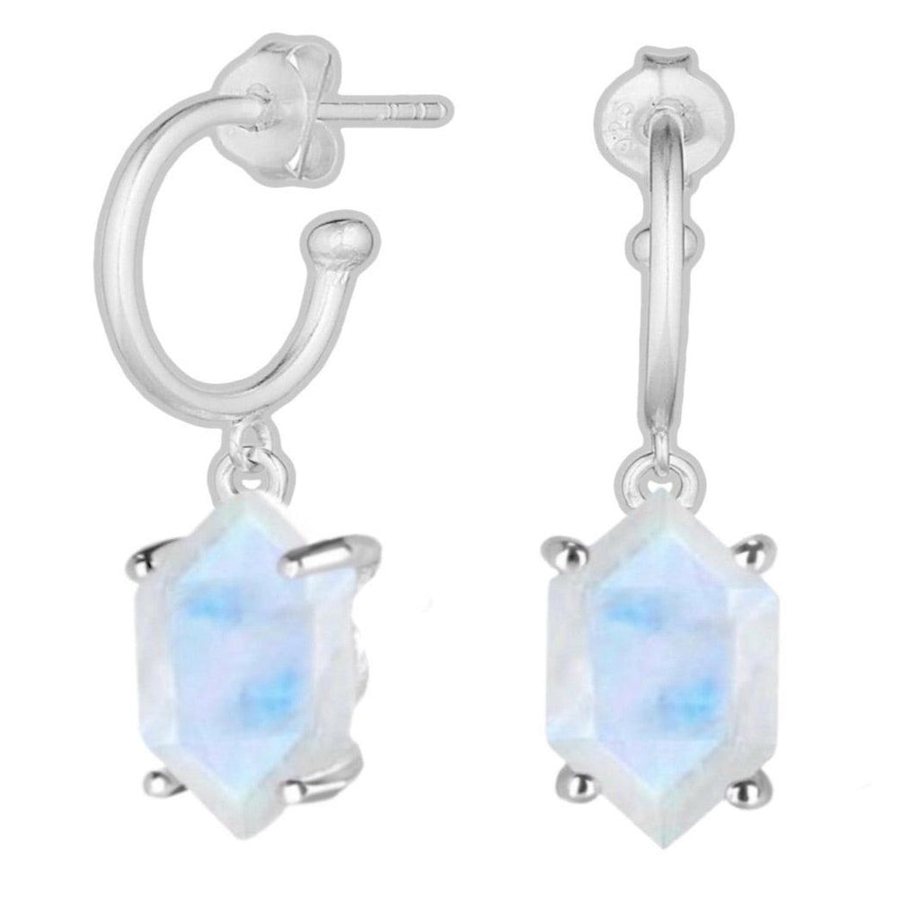 Laihas Miraculous Hexagon Moonstone Hoop Earrings