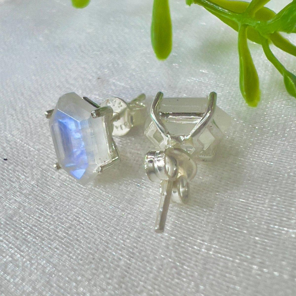 Laihas Miraculous Hexagon Moonstone Stud Earrings