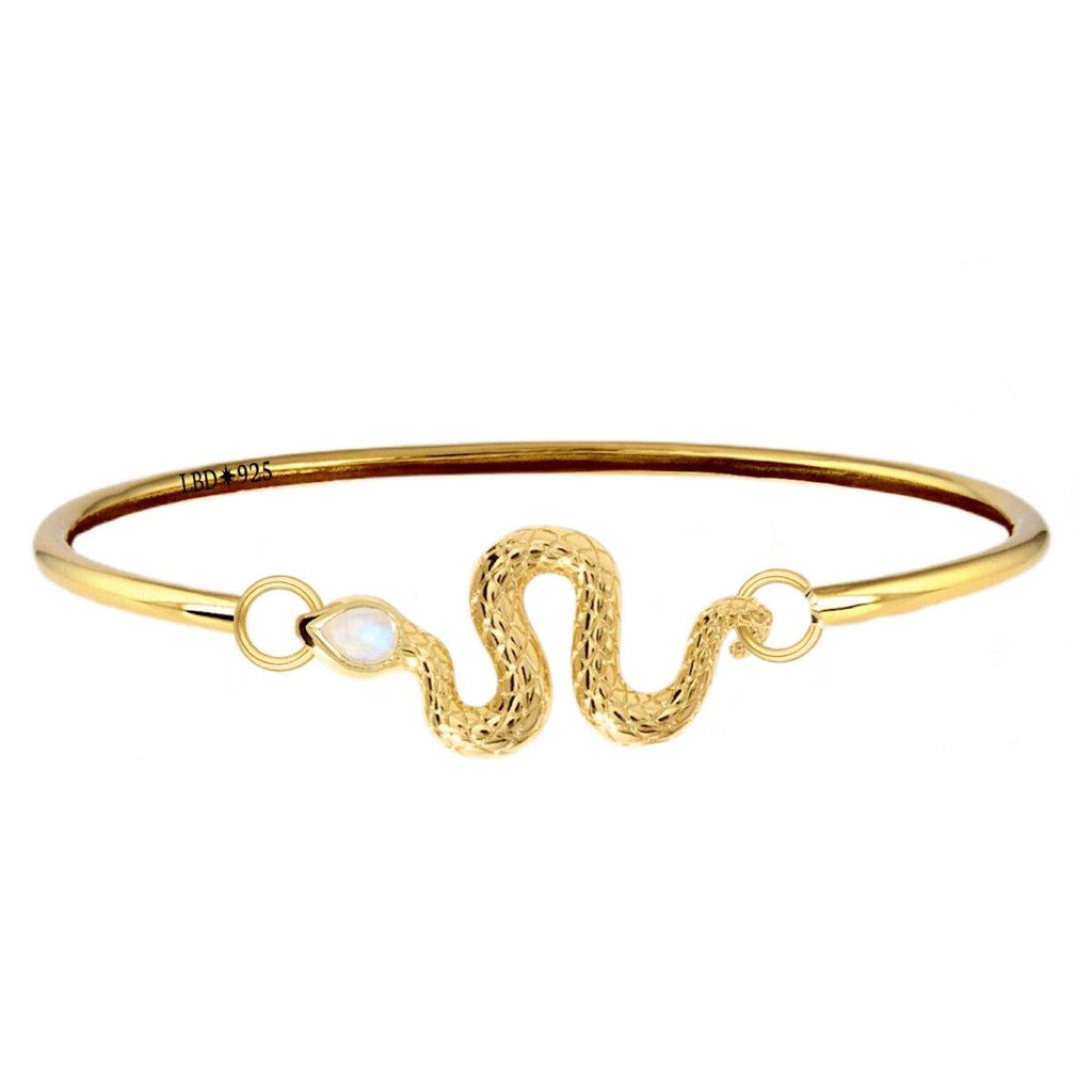 Laihas New Beginnings Gold Moonstone Snake Bangle Bracelet