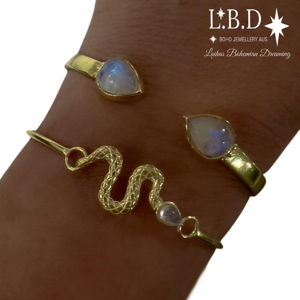 Laihas New Beginnings Gold Moonstone Snake Bangle Bracelet