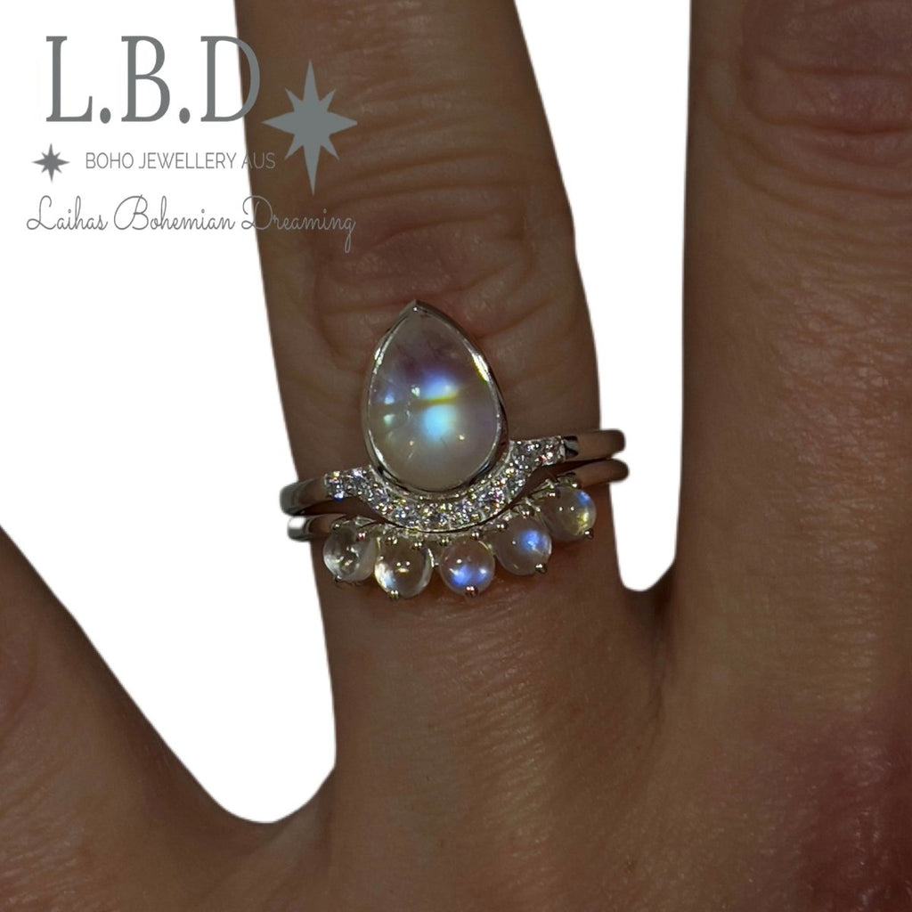 Laihas Over The Rainbow Topaz and Moonstone Rings- Twin Ring Set