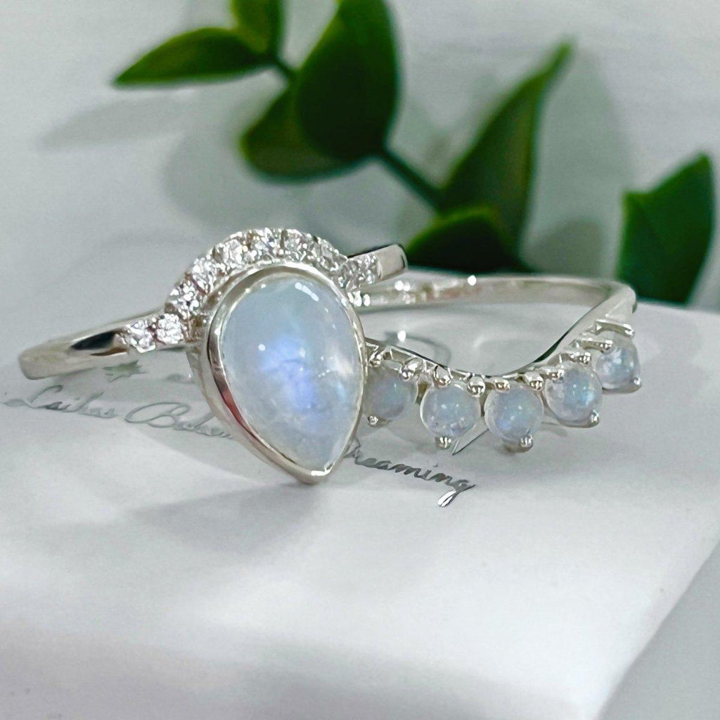 Laihas Over The Rainbow Topaz and Moonstone Rings- Twin Ring Set