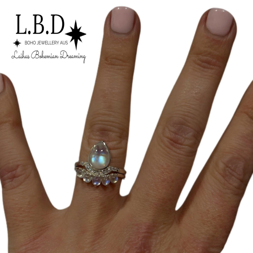 Laihas Over The Rainbow Topaz and Moonstone Rings- Twin Ring Set