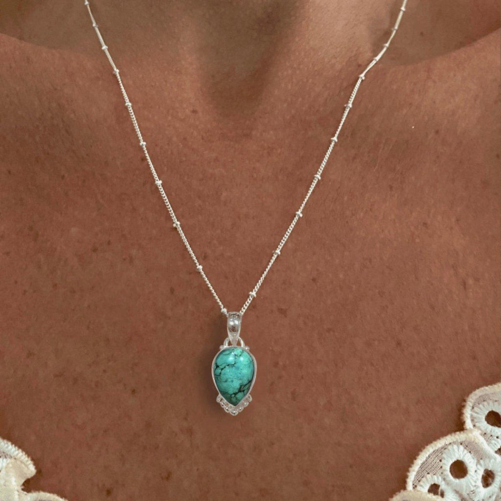 Laihas Peaceful Solitude Raindrop Turquoise Necklace