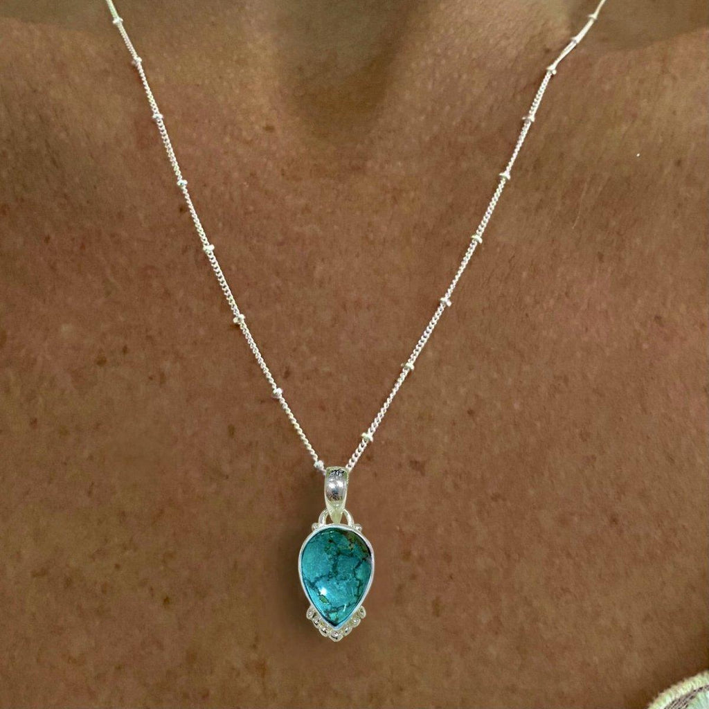 Laihas Peaceful Solitude Raindrop Turquoise Necklace