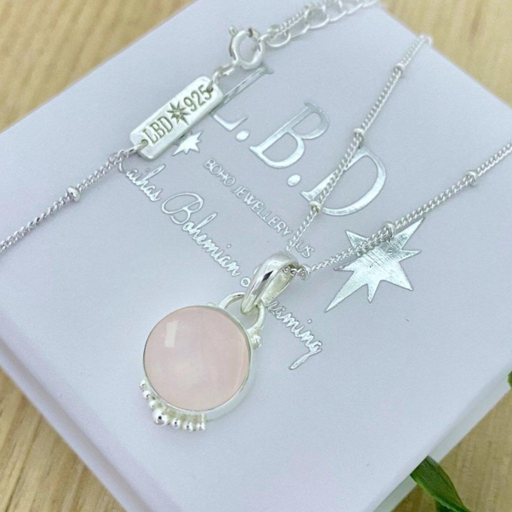 Laihas Peaceful Solitude Round Rose Quartz Necklace