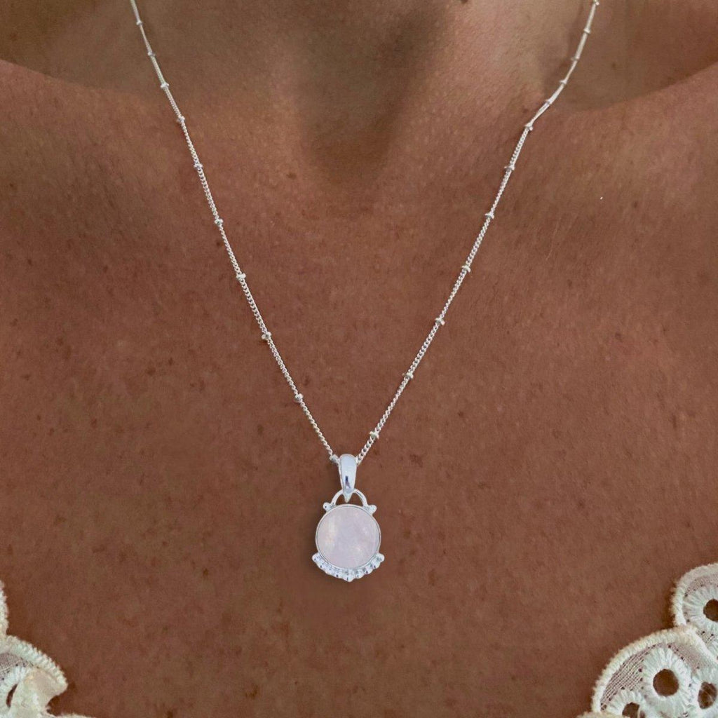 Laihas Peaceful Solitude Round Rose Quartz Necklace