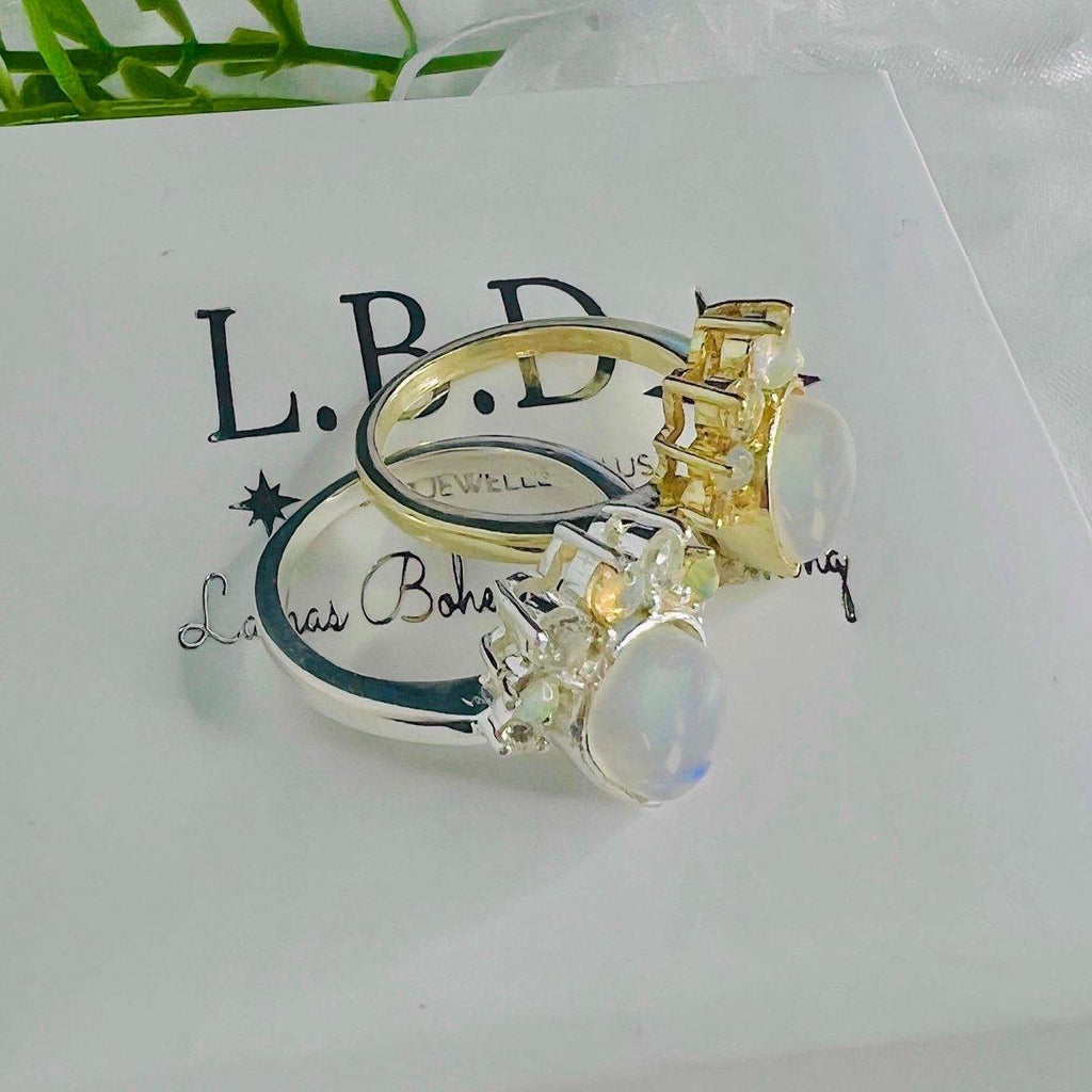 Laihas Premium Ballerina Gold Topaz, Opal and Moonstone Ring